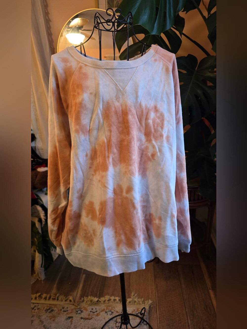 Sonoma Goods For Life Tie Dye Fleece Raglan Crewneck Sweatshirt 1X